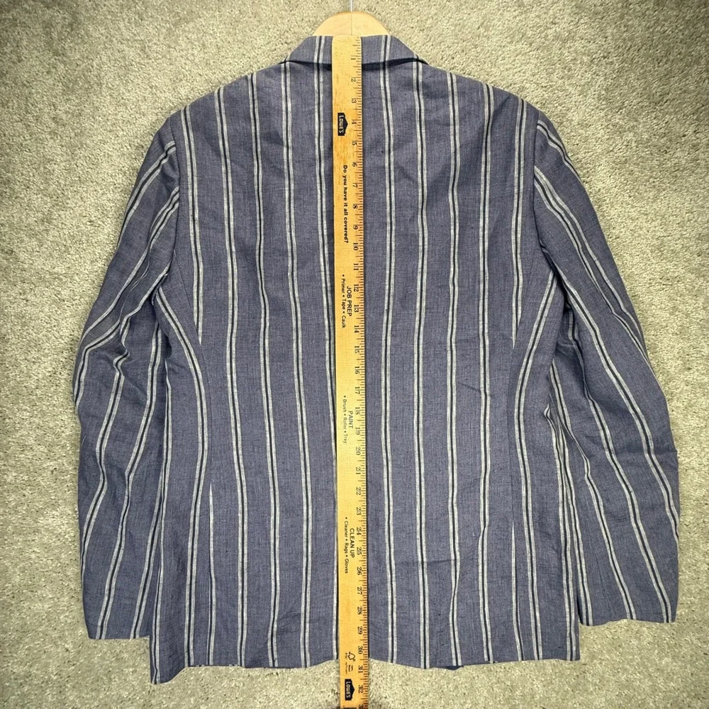 Lauren Ralph Lauren Men's 38R Blue White Striped 100% Linen Blazer Sport Coat